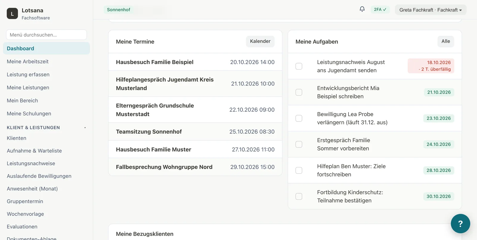 Mein Tag: Termine und Aufgaben der Fachkraft