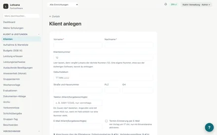 Einen Klienten anlegen