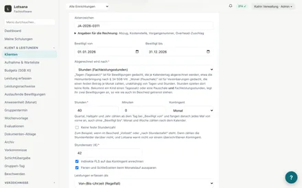 Maßnahme & Bewilligung anlegen