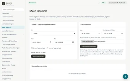 Mein Bereich: Urlaub beantragen und krankmelden im Self-Service