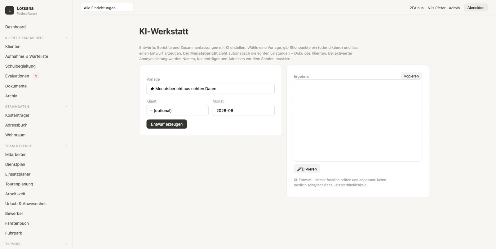 Lotsana KI-Werkstatt – Berichte und Zusammenfassungen aus echten Daten
