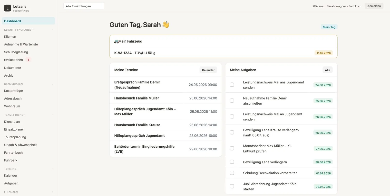 Mein Tag Dashboard