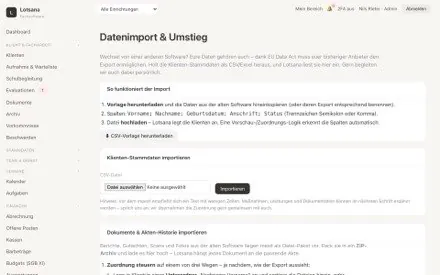 Datenimport / Umstieg