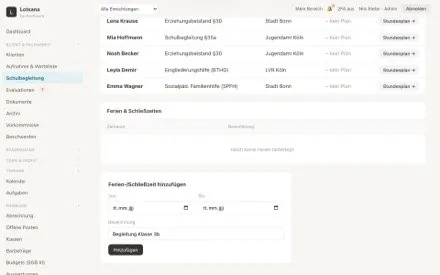 Schulbegleitung & Stundenplan