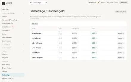 Barbeträge & Taschengeld